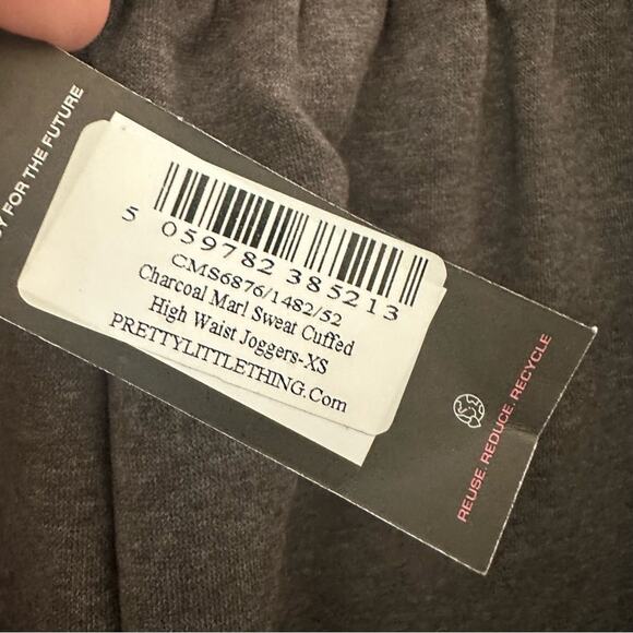 PrettyLittleThing Charcoal High Waist Joggers XS - Picture 3 of 4